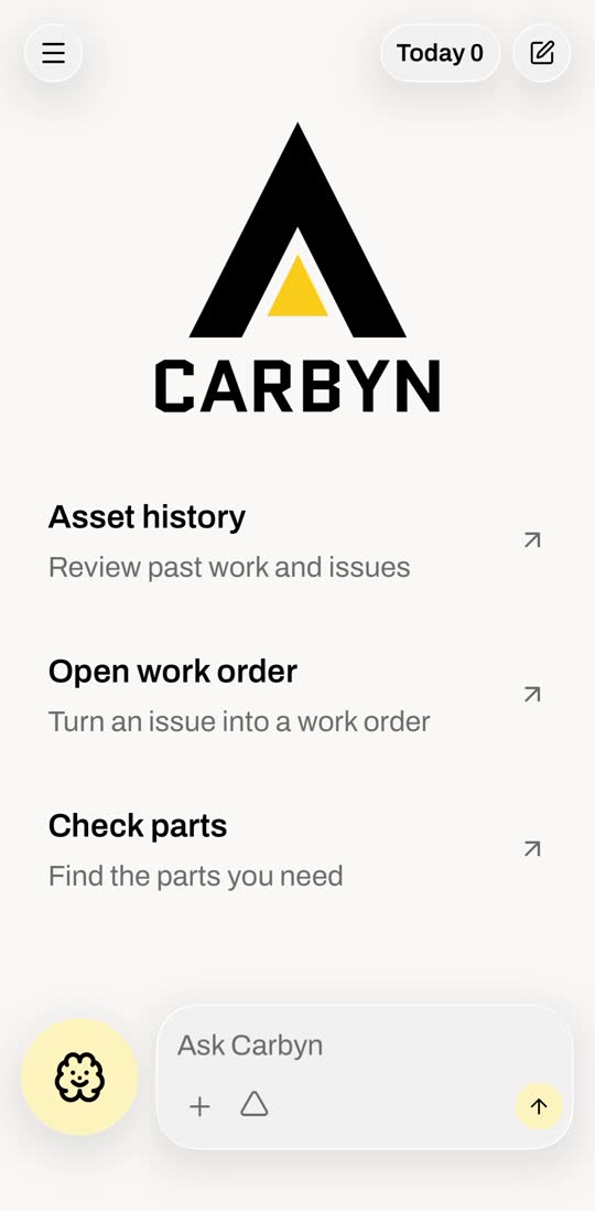 Carbyn: opening the menu, Glasses, then tapping Connect; status changes to Connecting